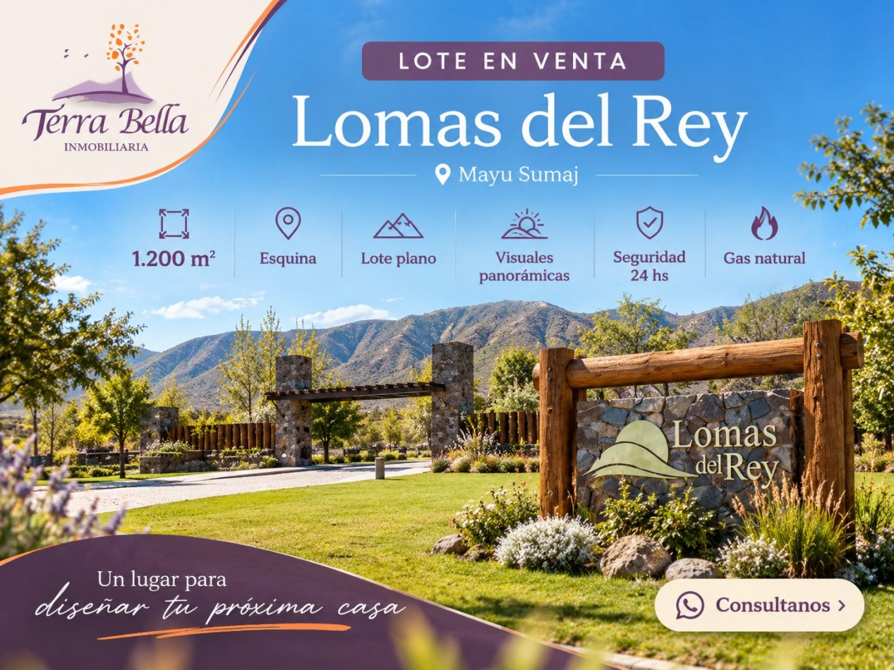 LOTE PLANO 1114 METROS EN ESQUINA - BARRIO CERRADO LOMAS DEL REY
