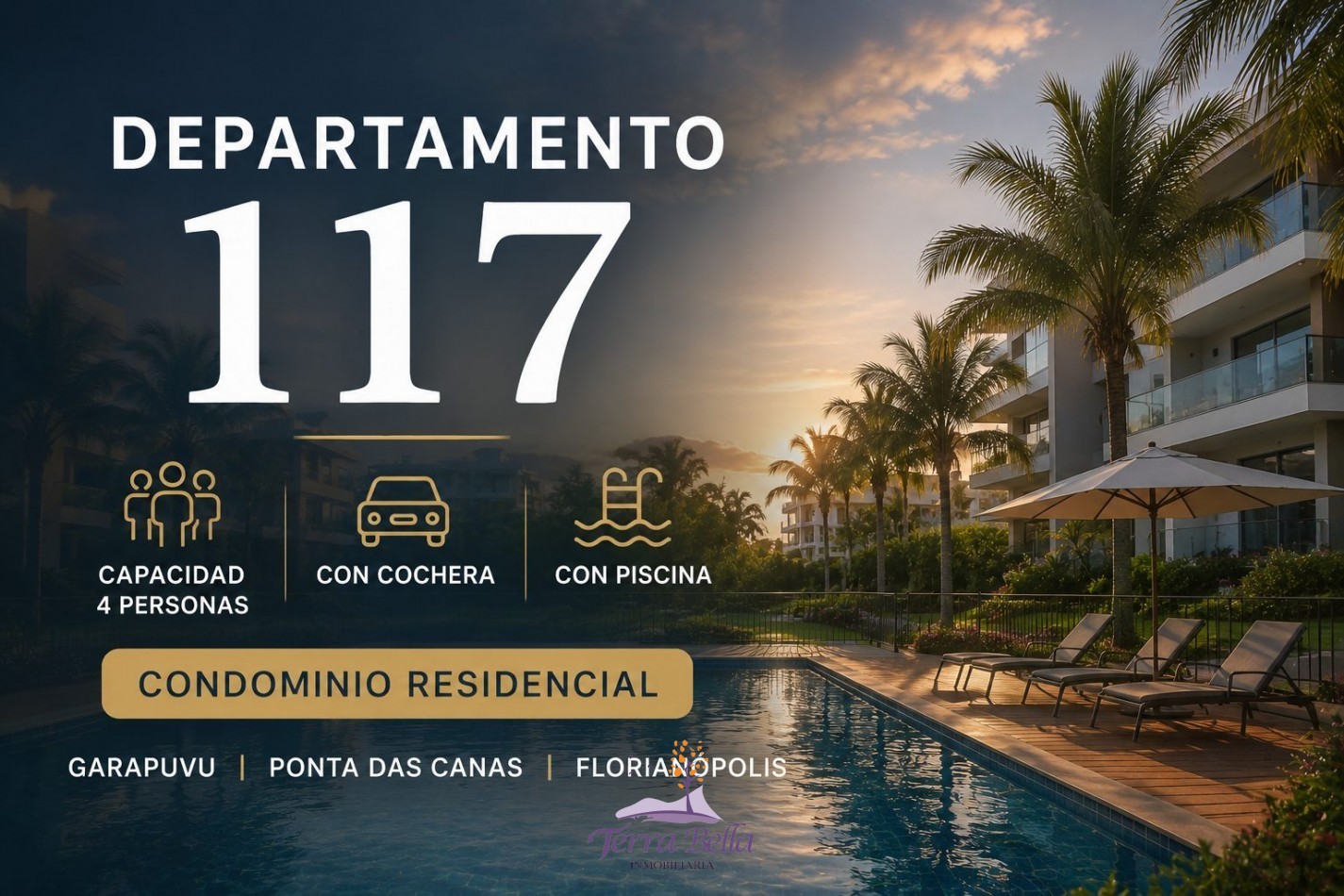 DEPARTAMENTO PARA 4 A 1 KM DEL MAR - PISCINA CLIMATIZADA - PARRILLA - JUEGOS PARA NIÑOS